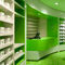 Μοντέρνο γραφείο επίδειξης φαρμακείων, πράσινο λιανικό φαρμακείο που τοποθετεί σε ράφι τον πολυ συνδυασμό προμηθευτής